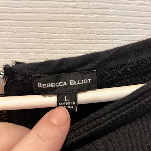 Rebecca Elliot Black Tie Dye Sweatshirt High Low Tunic Cotton Lagenlook Large - Picture 3 of 7